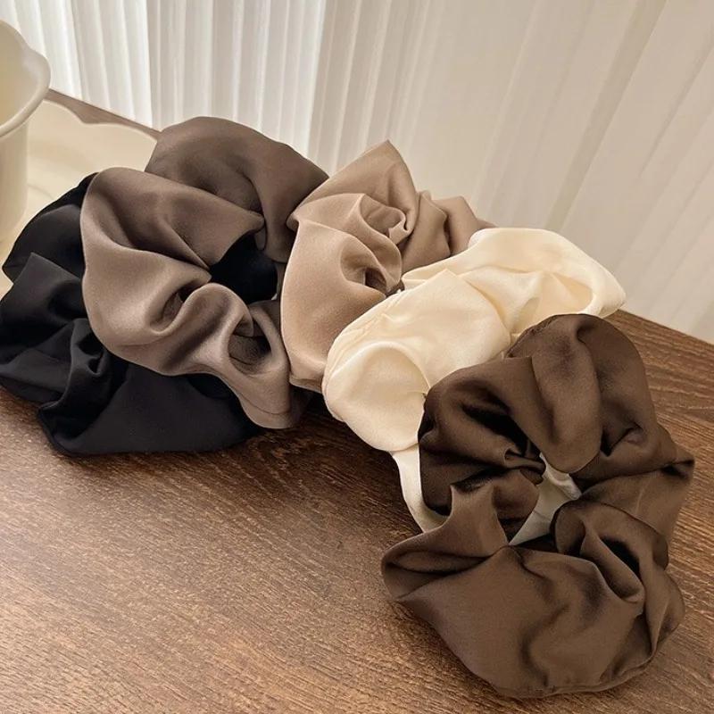 Chouchous en Satin de soie Vintage, 1 pièce, bandes élastiques pour cheveux, couleur unie, couvre-ch