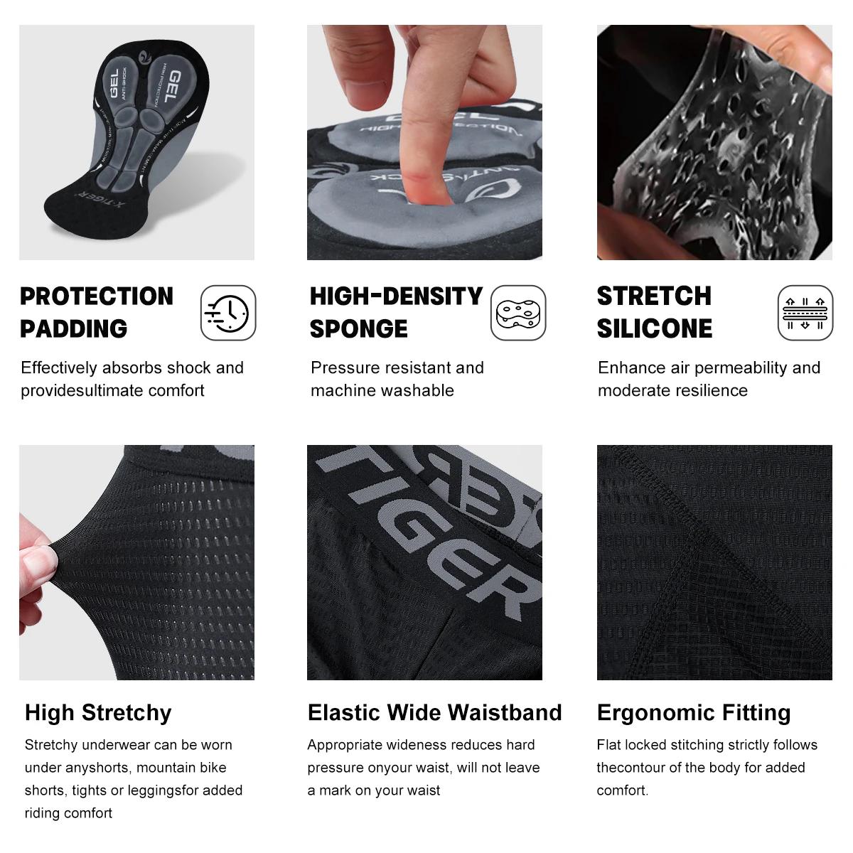 X-TIGER sous-vêtements de cyclisme 5D Gel Pad respirant antidérapant hommes vélo Shorts antichoc vél