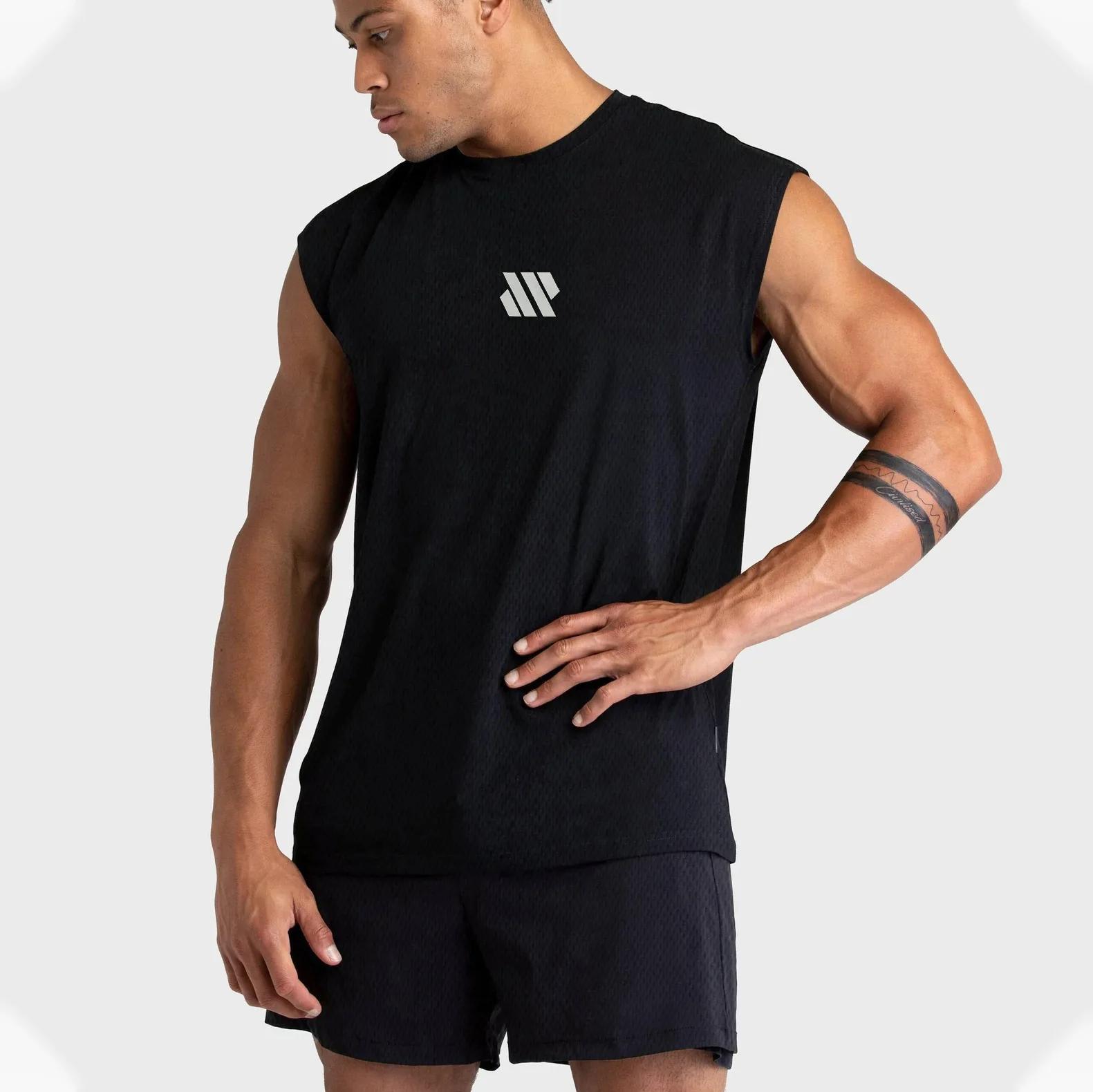 Chemise de sport sans manches pour hommes, Fitness, course à pied, gilet à séchage rapide, respirant