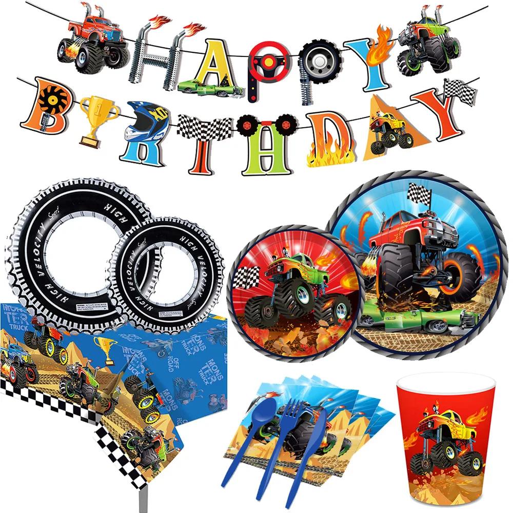1 pièces grand monstre camion ballon voiture thème anniversaire feuille Ballons camion à benne bascu