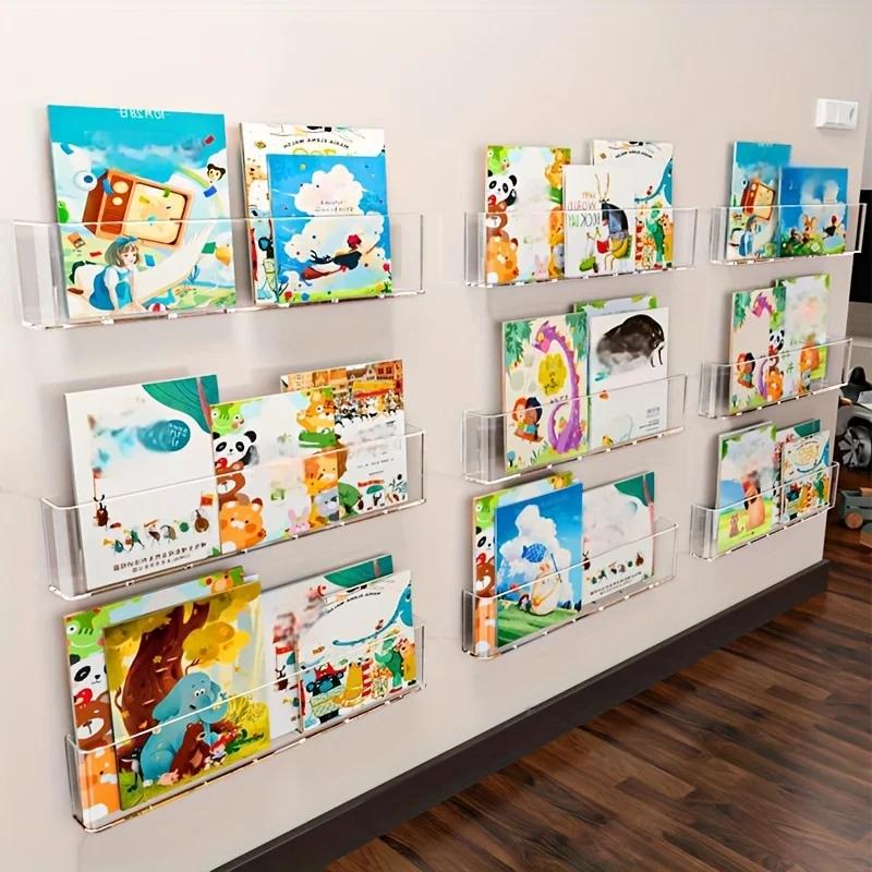 Organisateur livre d'images vitrine bibliothèque mur pour enfants derrière la porte lecture Magazine