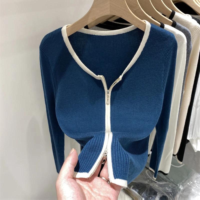 Pull tricoté femmes Cardigans nouveau à manches longues col rond blanc tricot pull Cardigan haut pou