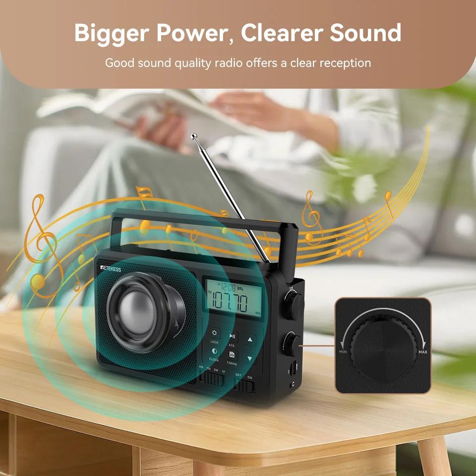 Retekess TR638 Radio numérique portable FM AM SW stéréo Bluetooth sur batterie, compatible avec écou