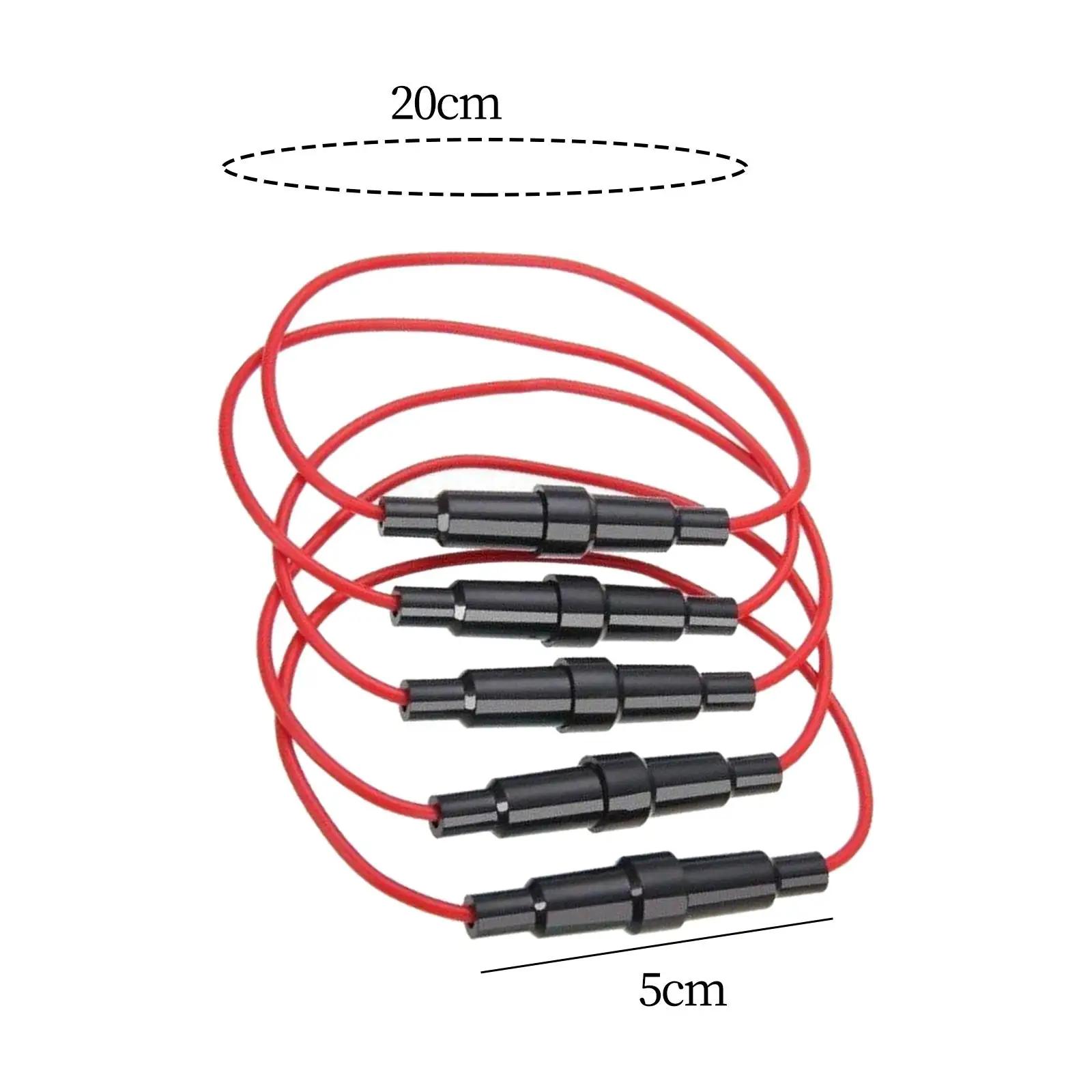 5 pièces porte-fusible 5x20mm étanche Durable 10A noir, 7 pouces de Long 18 calibre AWG fil pour voi
