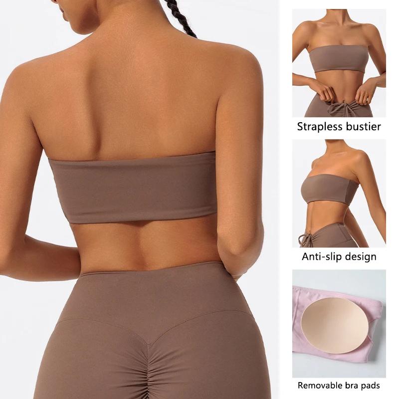 Soutien-gorge de sport décontracté été sans bretelles - Top tube yoga gym pour femmes