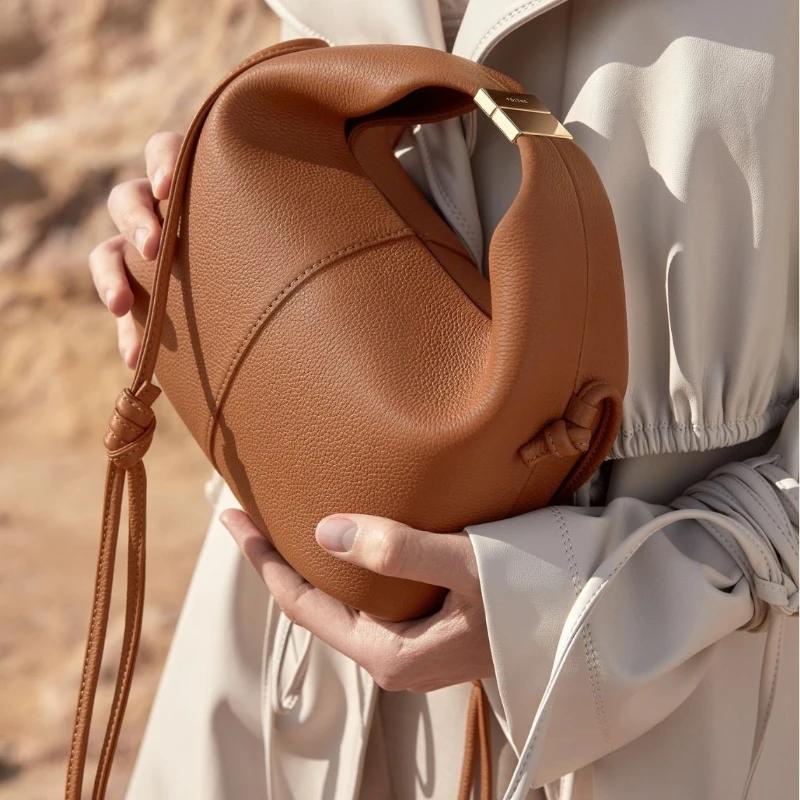 Sac à bandoulière en cuir véritable pour femme, nouveau design tendance, petit format