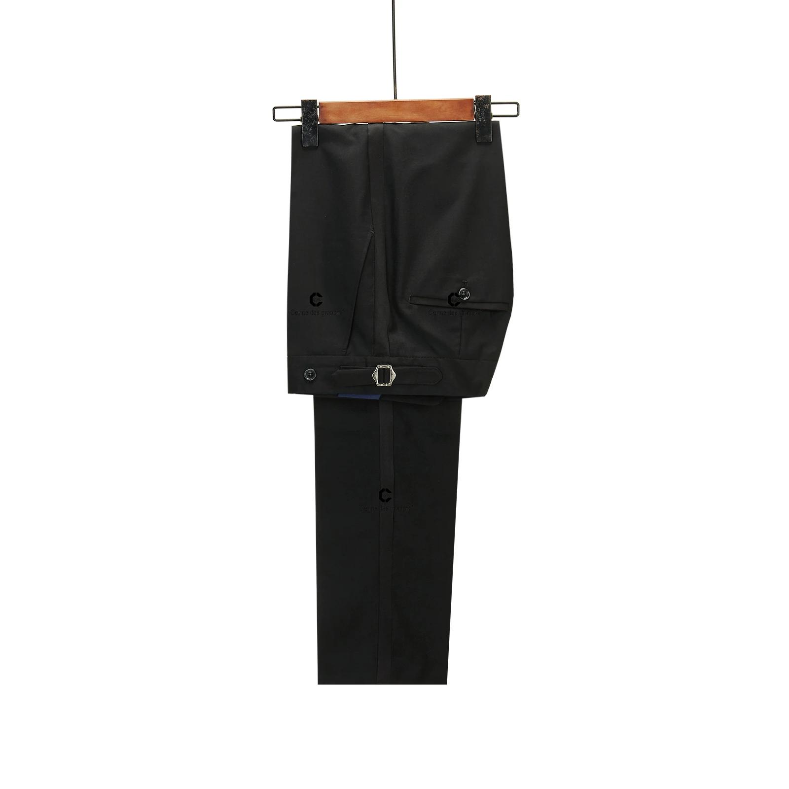 Cenne Des Graoom – costume pour hommes, veste Paisley ivoire, pantalon noir de smoking avec rayures