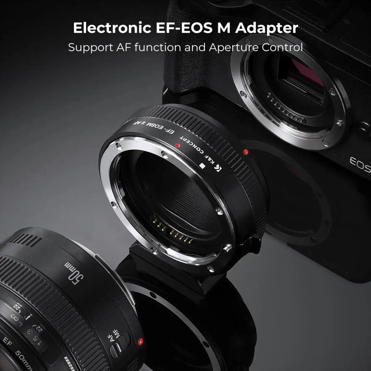 Adaptateur de monture d'objectif autofocus K&F CONCEPT EF vers EOS M pour objectifs Canon EF EF-S et