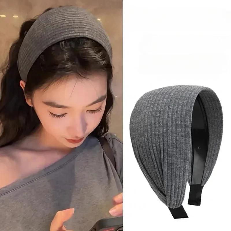 Nouveau doux large tricot coton bandeaux pour femmes filles coréen neutre solide Turban avec dents b