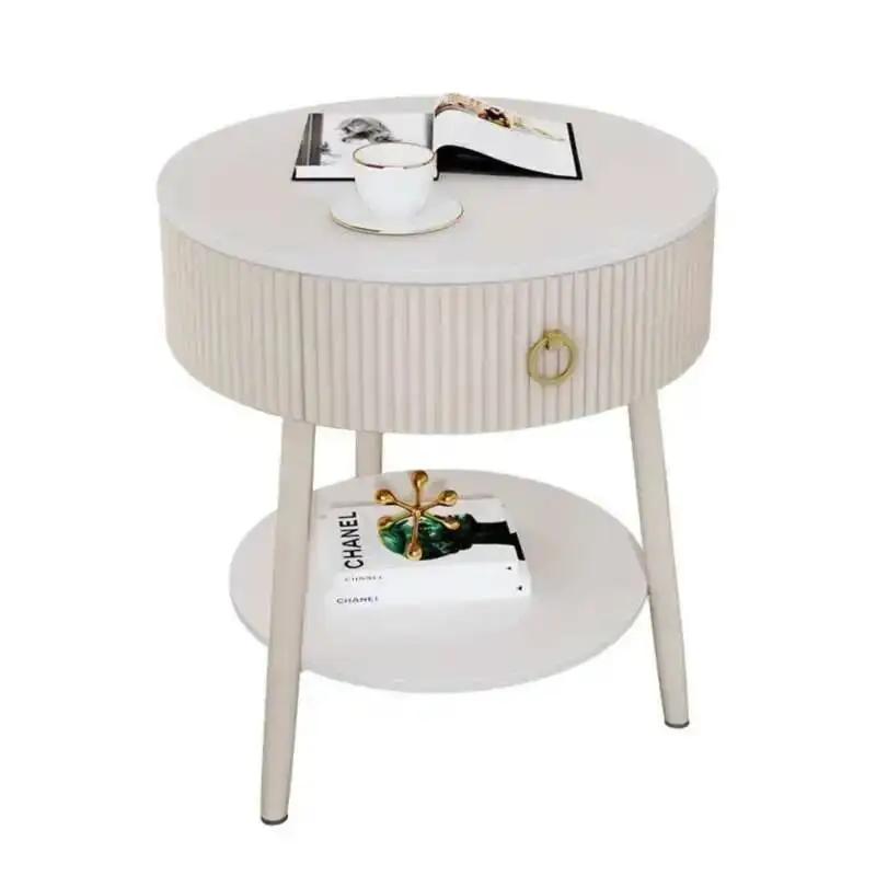 Mesa ronde blanche Tables De chevet moderne Unique esthétique commode Table d'appoint De lit nordiqu