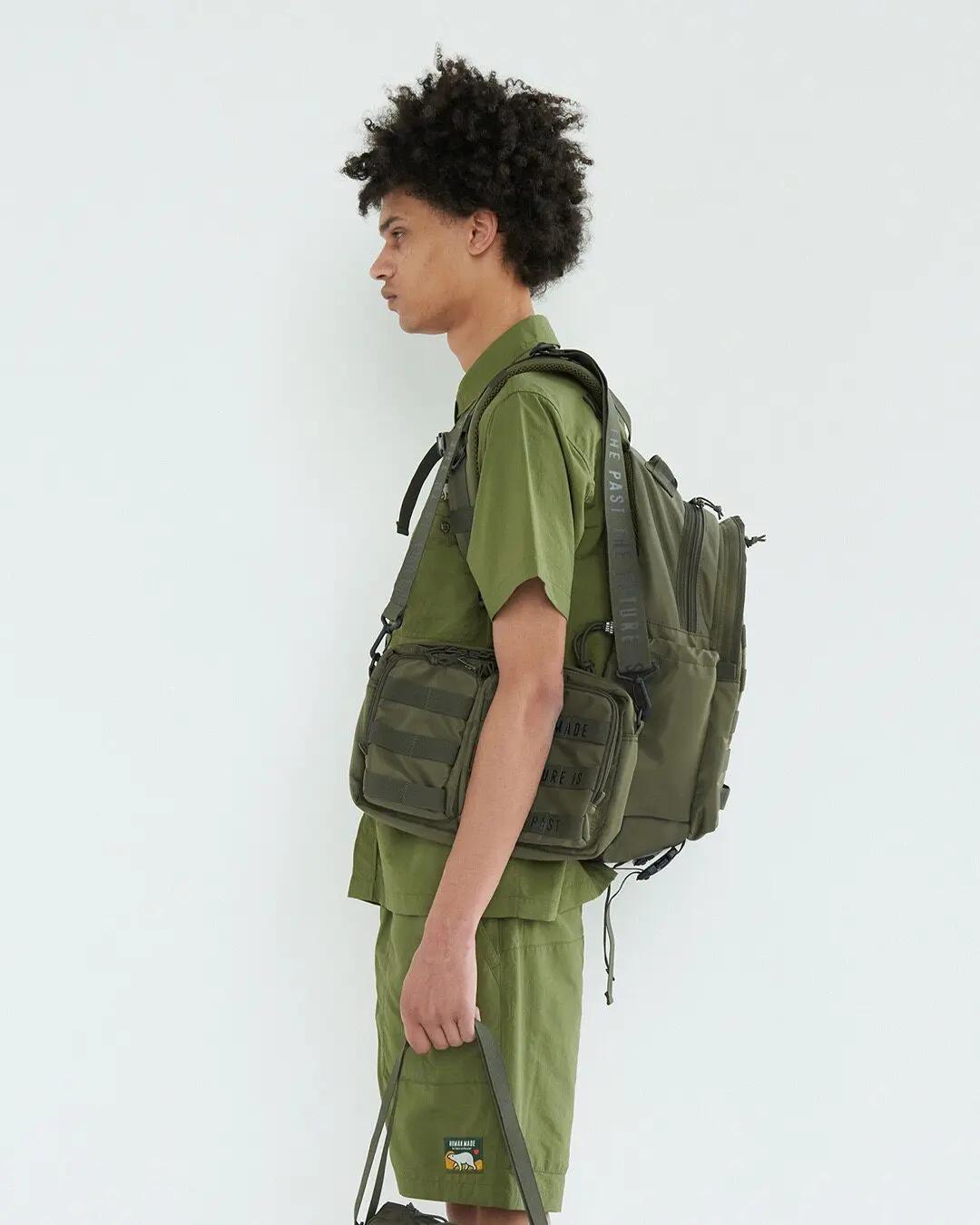 Sac à dos en nylon de style rétro américain Human Made, sac à dos de voyage de grande capacité, sac