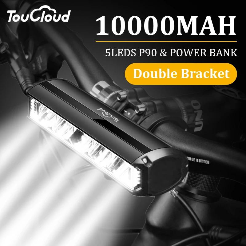 TouCloud – lumière avant de vélo 10000mAh, batterie externe, lampe de poche étanche, chargeur USB, a
