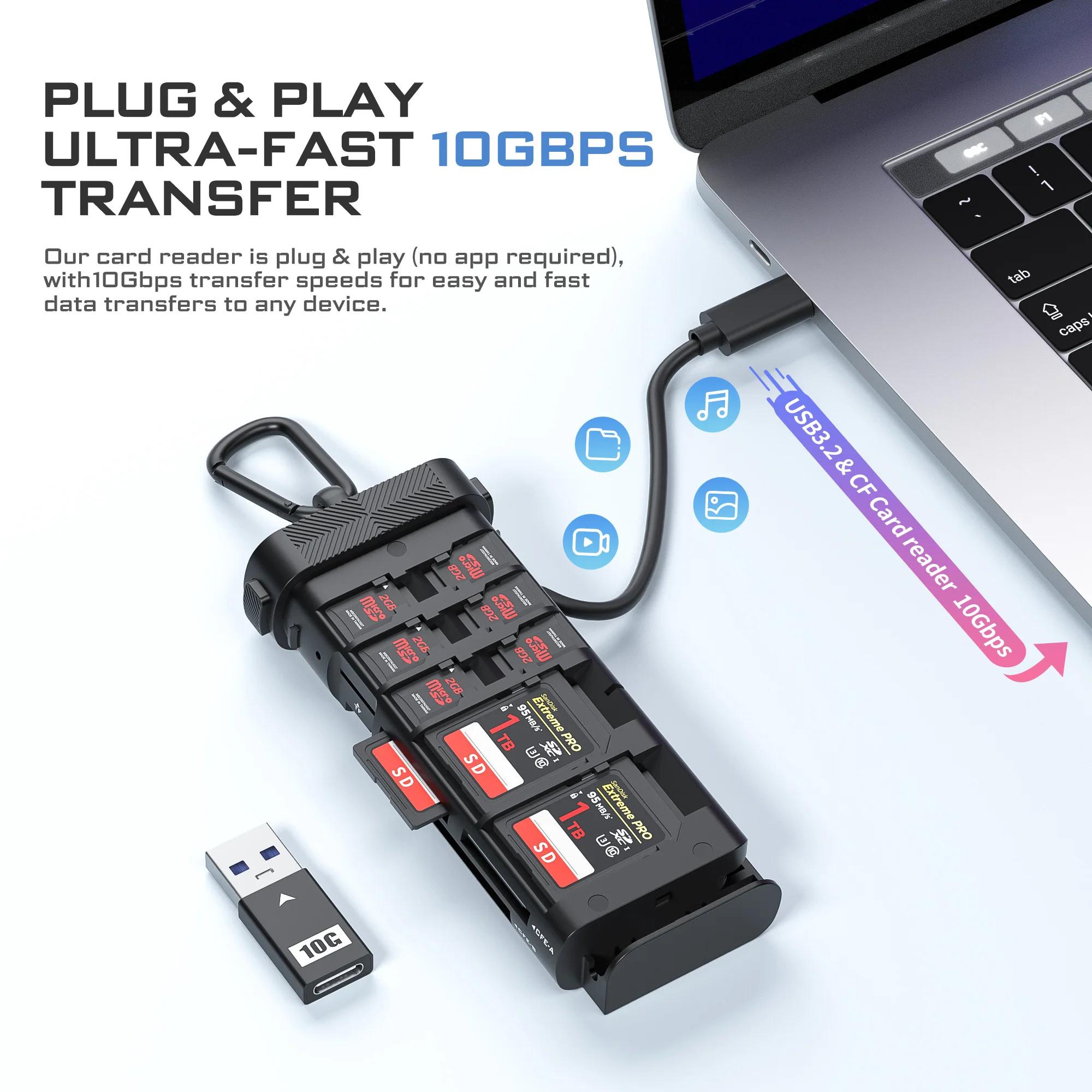 Lecteur de carte FrePS-Pro portable polyvalent, CF Express A/B,SD TF et Micro SD, support pour les p