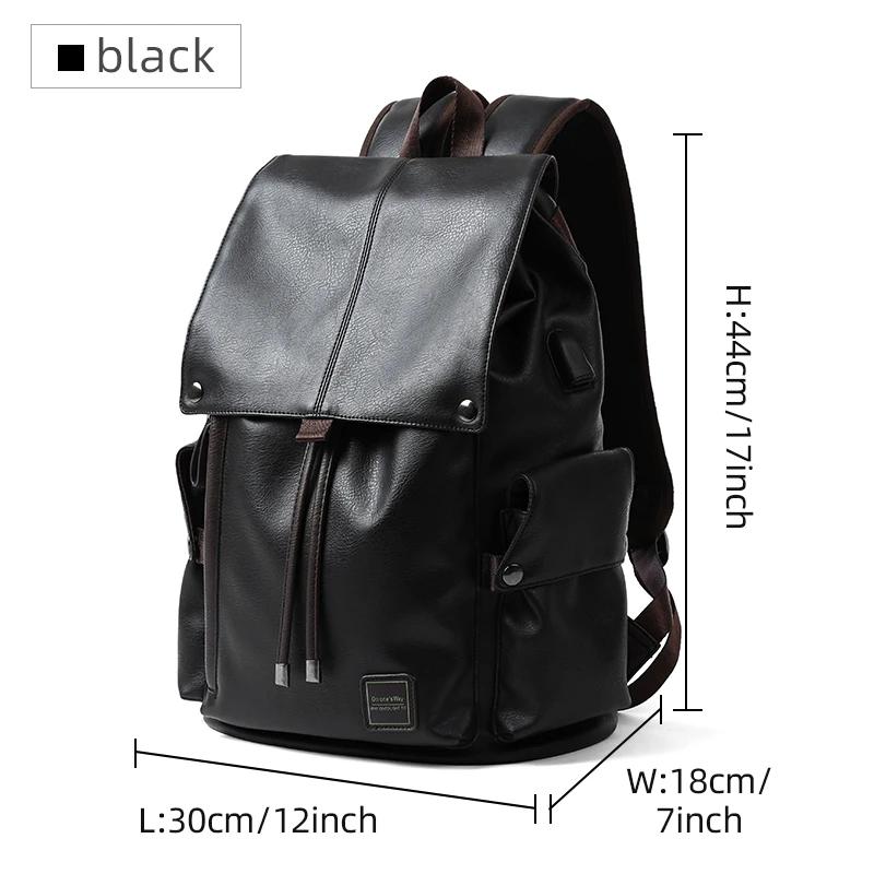 MOYYI grand sac à dos de voyage en cuir étanche à rabat hommes femmes adolescents collège étudiant s