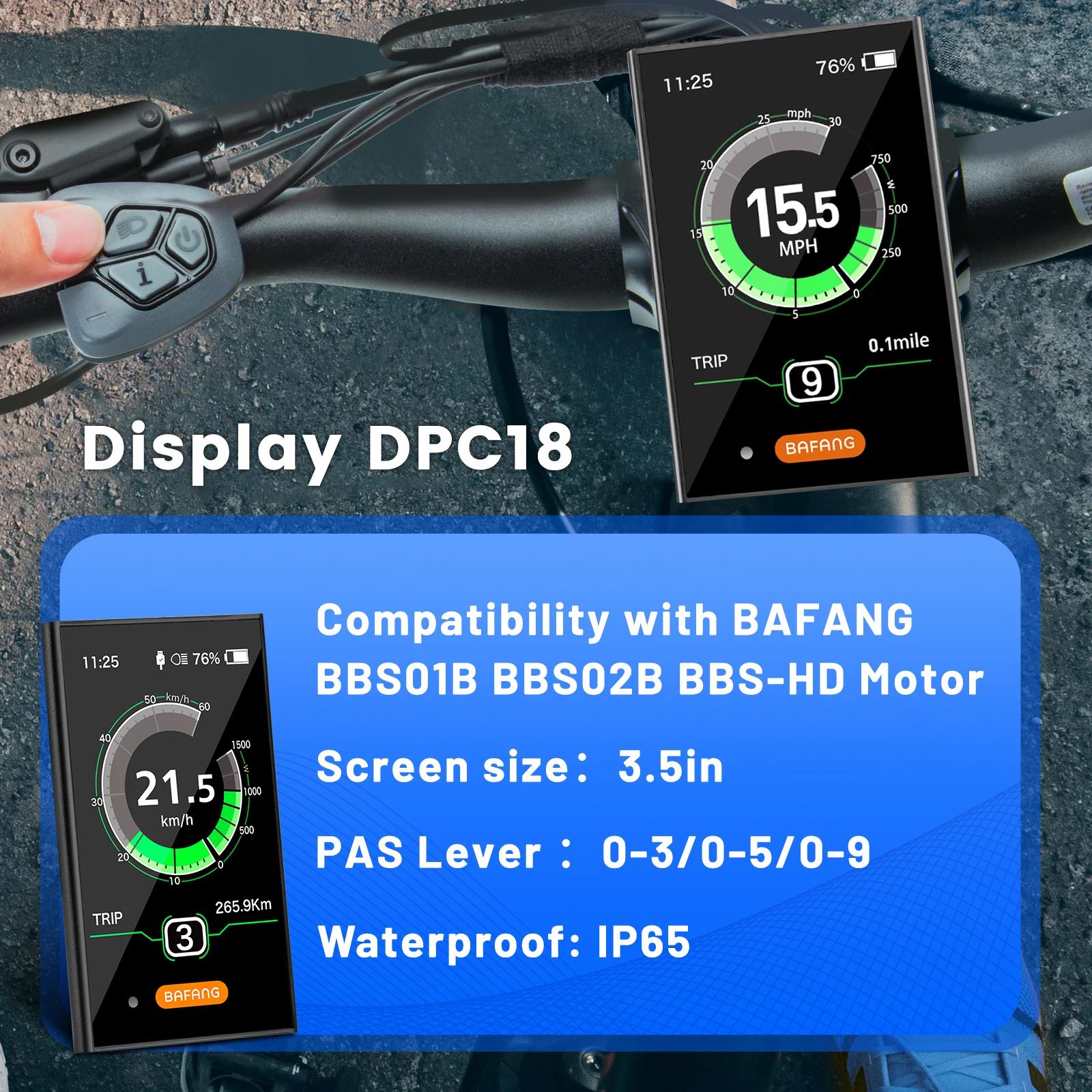 Bafang-Affichage de vélo électrique DPC18, port de charge USB, compteur de vitesse pour moteur à ent