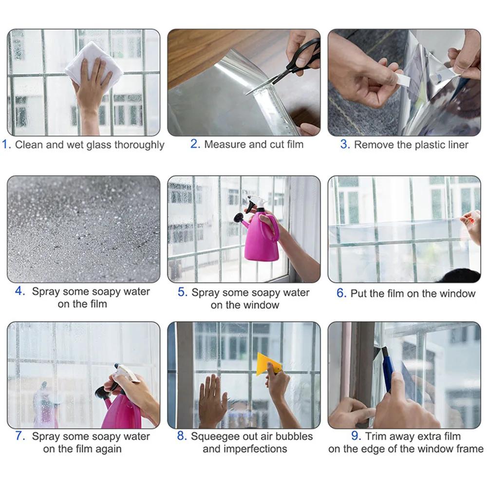 Film décoratif en verre multicolore 7,8"x11,8" en PET, anti-UV, transparent, pour la maison, le bure