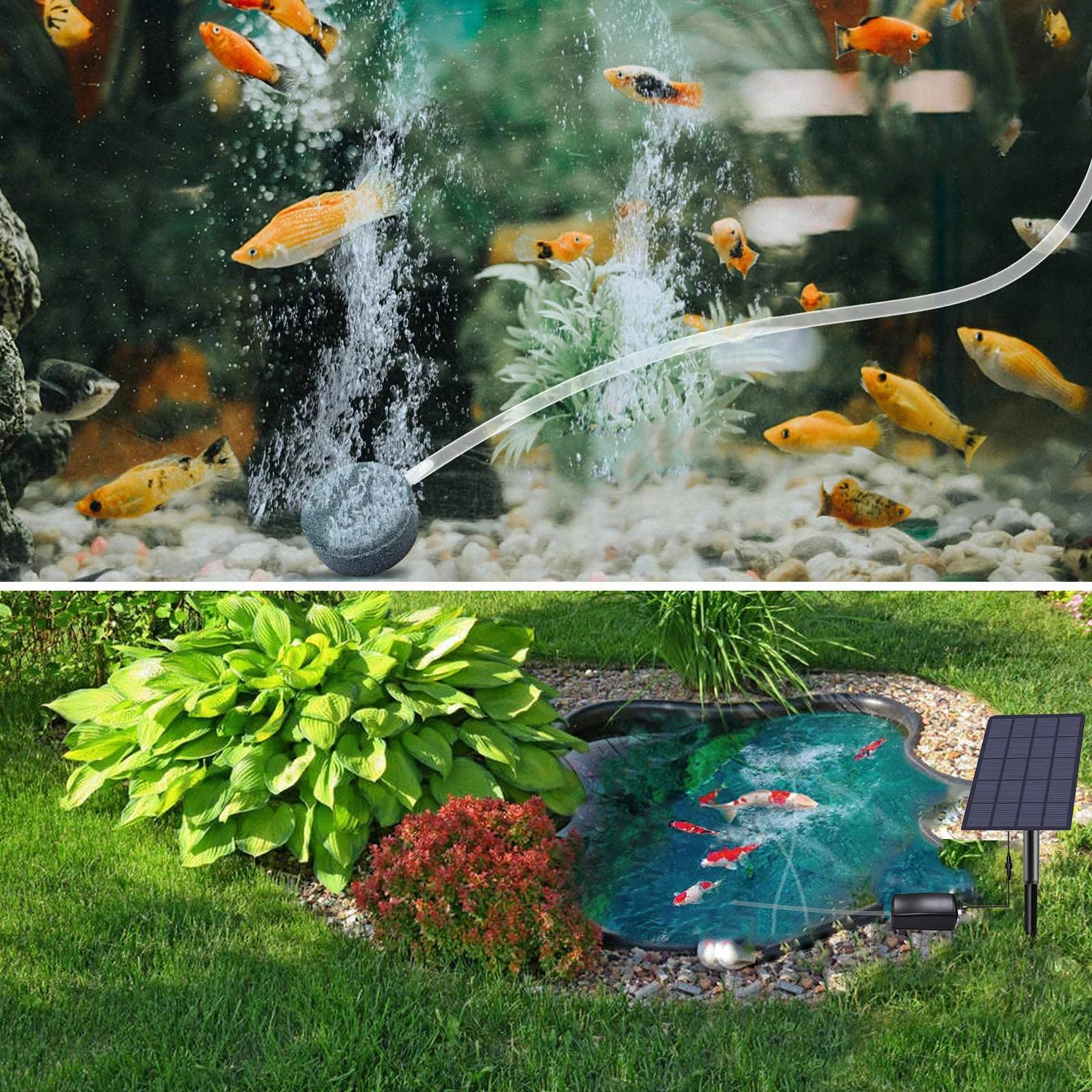 Pompe à oxygène solaire enfichable avec tuyau, oxygénateur précieux pour poisson, aérateur d'oxygène