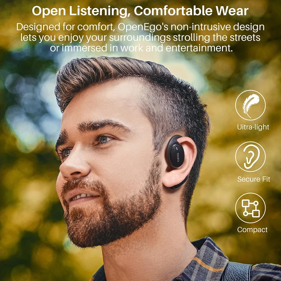 TOZO OpenEgo True Wireless Open Ear casque Bluetooth double micro clair appel écouteurs avec crochet