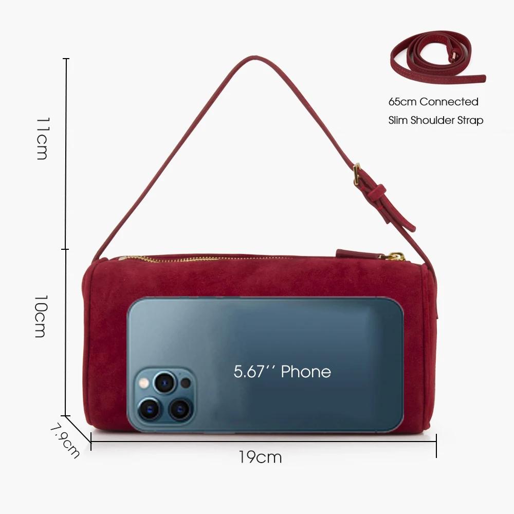 Matna-Petit sac à main en cuir suédé, sac à bandoulière en peau de mouton véritable rouge, initié à