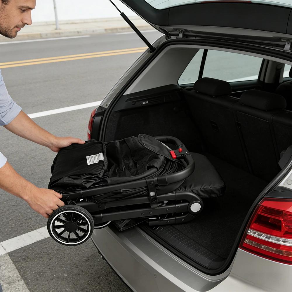 Poussette pliable légère - 6 mois à 4 ans - 360 ° Roues pivotantes - Ultralégères - Dossier réglab
