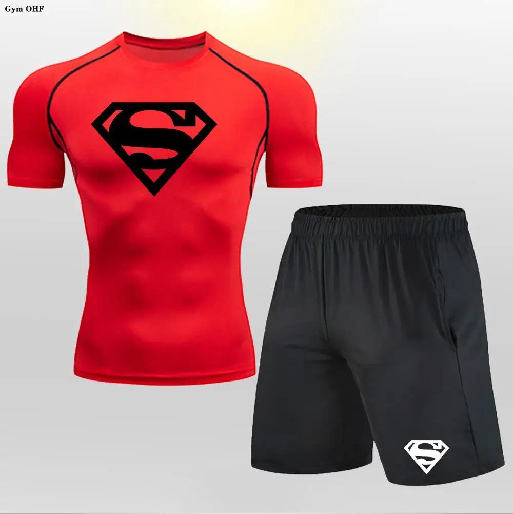 Rashgard imbibé de MMA pour homme, leggings d'entraînement à séchage rapide, t-shirt de compression