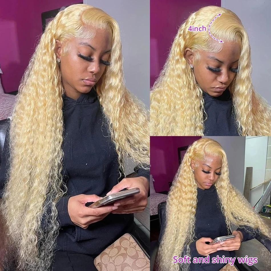 WiggKnitting-Perruque Lace Front Wig naturelle bouclée, cheveux humains, Deep Wave, 13x6, 13 age, 61