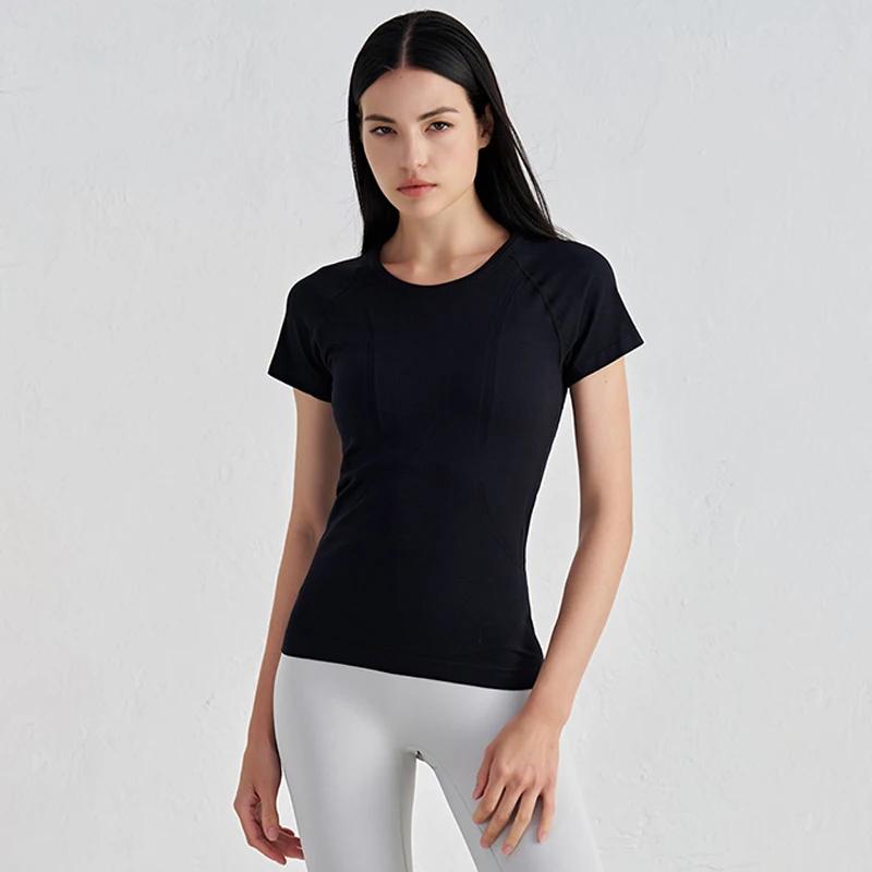 SOISOU femmes haut sans couture sec rapide respirant gymnase Yoga à manches courtes t-shirts Fitness