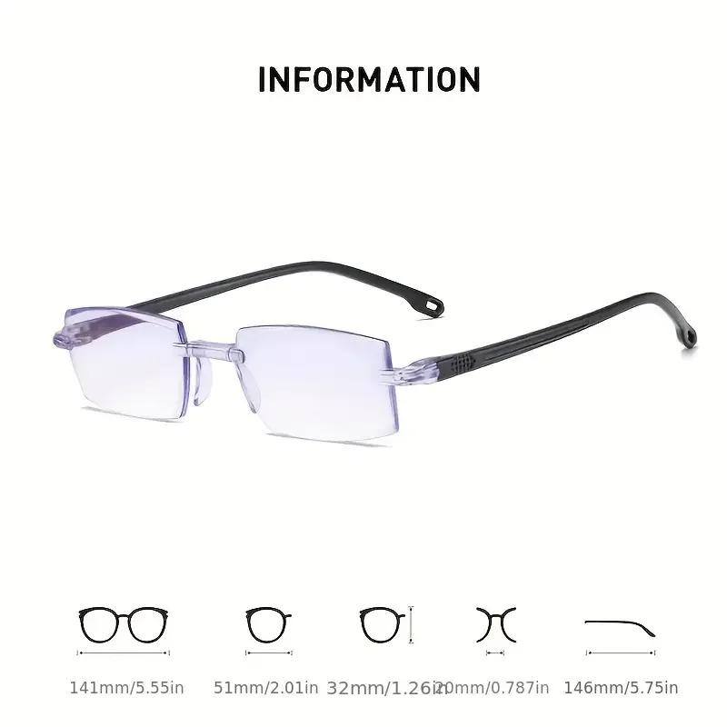 Paquet de 14 lunettes de lecture sans monture de style vintage – Cadre rectangulaire, bloquant la lu