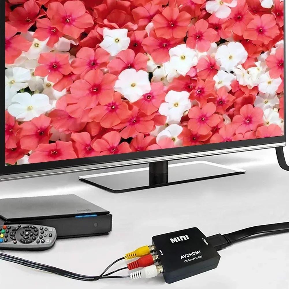 HD 1080P RCA AV vers HDMI convertisseur Mini AV vers HDMI RCA Composite CVBS adaptateur Audio vidéo