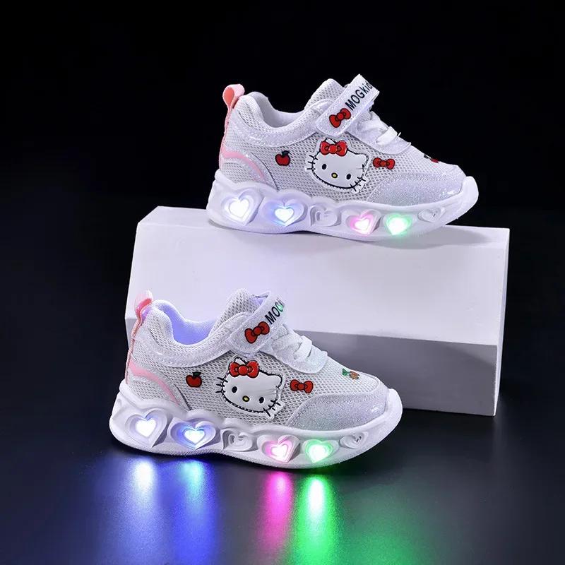 Sanrio Hello Kitty – chaussures décontractées pour enfants, chaussures à lumière Led pour filles, en