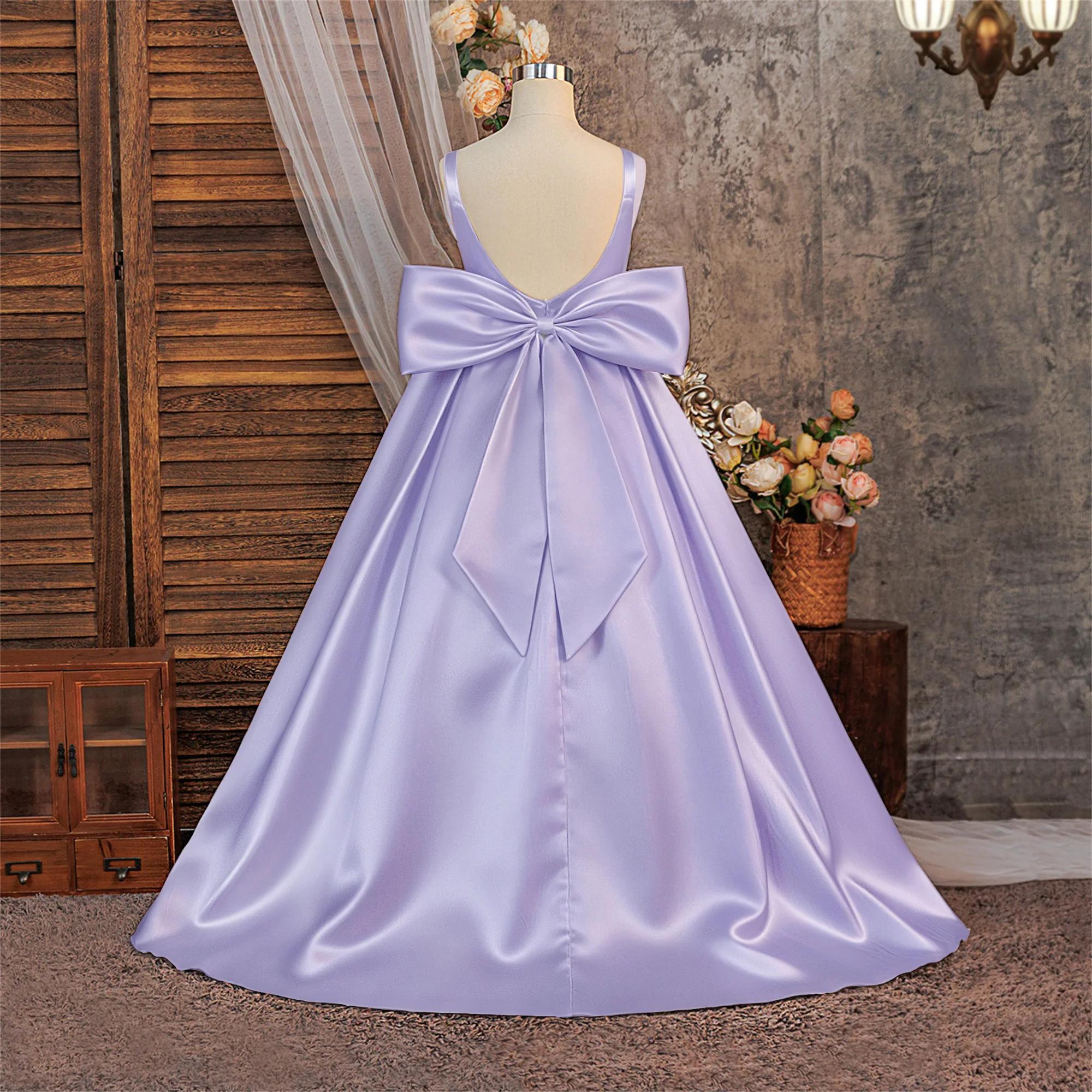 Robe de soirée de baptême pour filles, élégante, avec nœud, à la mode, pour mariage, demoiselles d'h