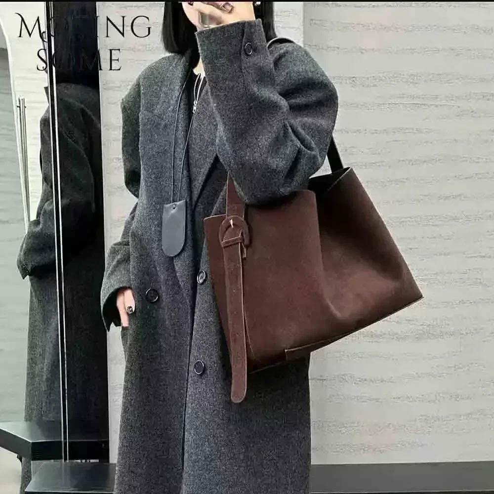 Motingsome-Sac à main en cuir suédé pour femme, sac surdimensionné, sacs d'hiver de luxe, peau de va