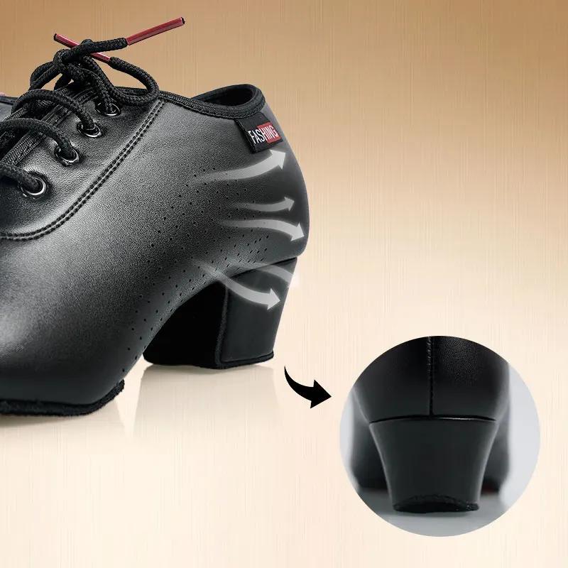 Chaussures danse latine homme noir talons bas tango salsa rumba jazz moderne