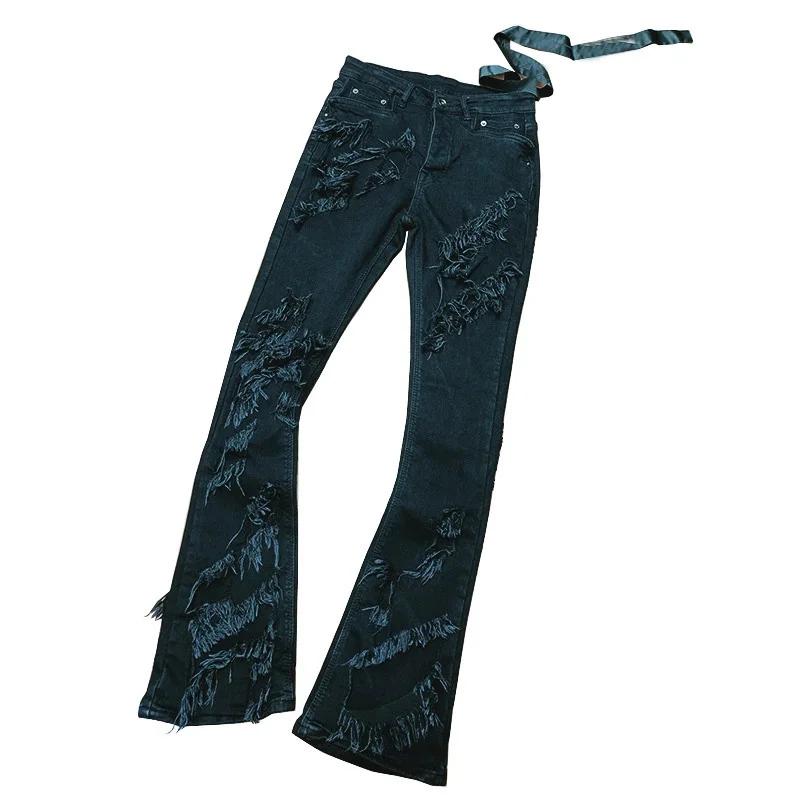Owen Seak jean homme Streetwear Baggy Denim pantalon cloche-bas concepteur luxe pantalon Long