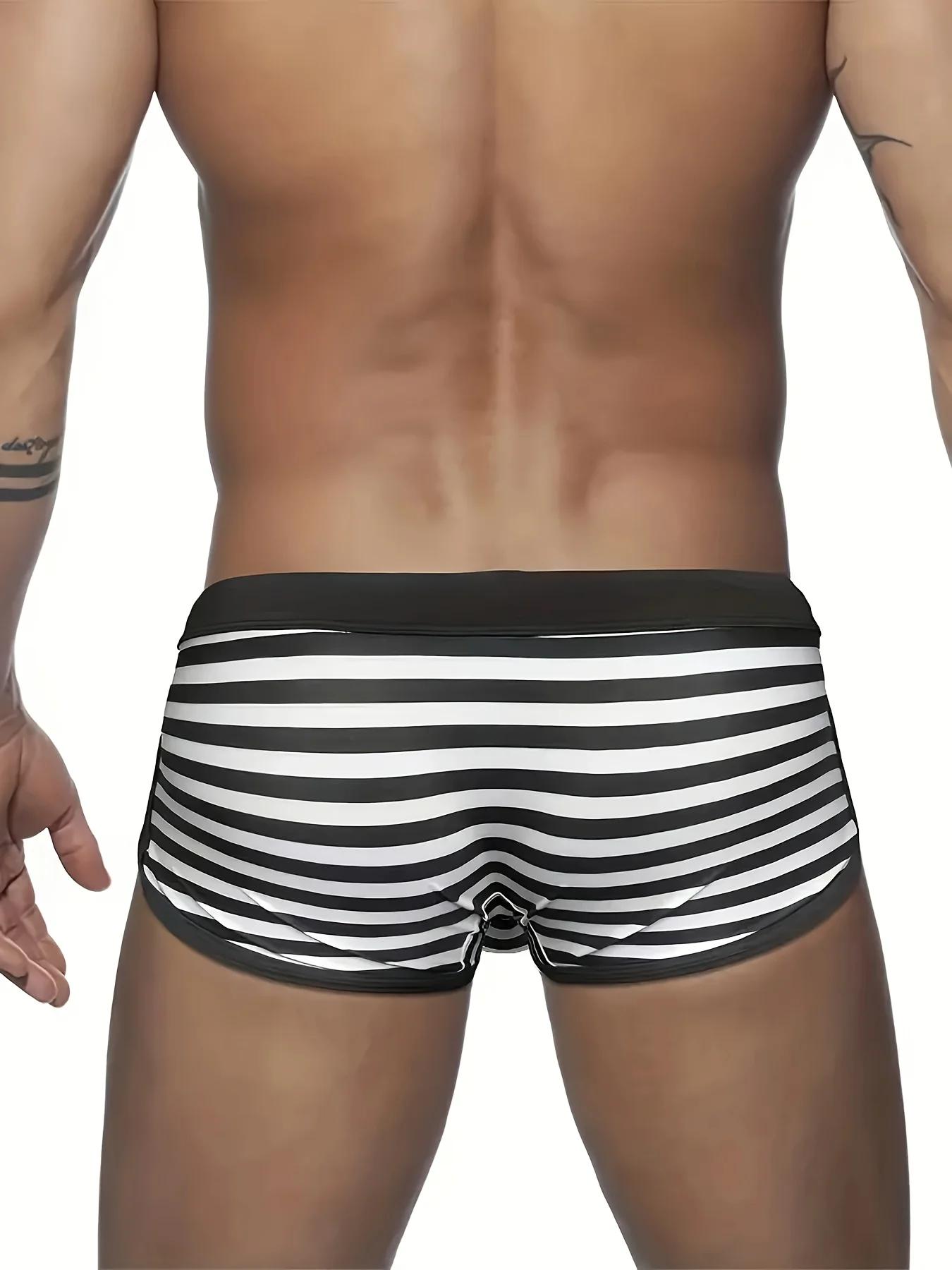 Maillot de bain confortable à rayures pour hommes, vêtements à séchage rapide, adaptés aux plages et