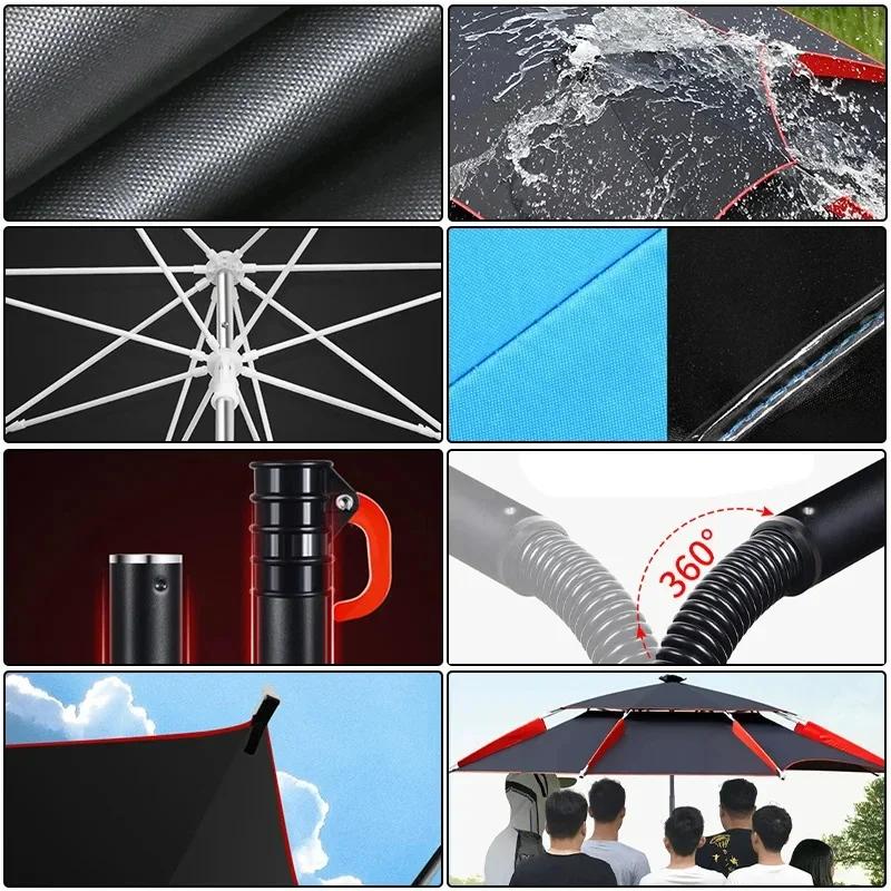 1.8-2.6M Parasol parapluie de pêche Double couche Protection solaire extérieure Camping parapluie im