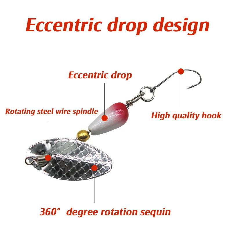 Appât Élen métal avec cuillère spinner, matériel de pêche, 1 pièce, 3/4g