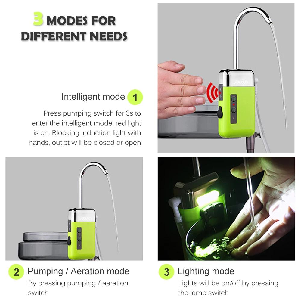 Mini Pompe à Oxygène Portable 3-en-1 avec Tube de Pierre à Air, Détection, Chargement USB, Pompe à E