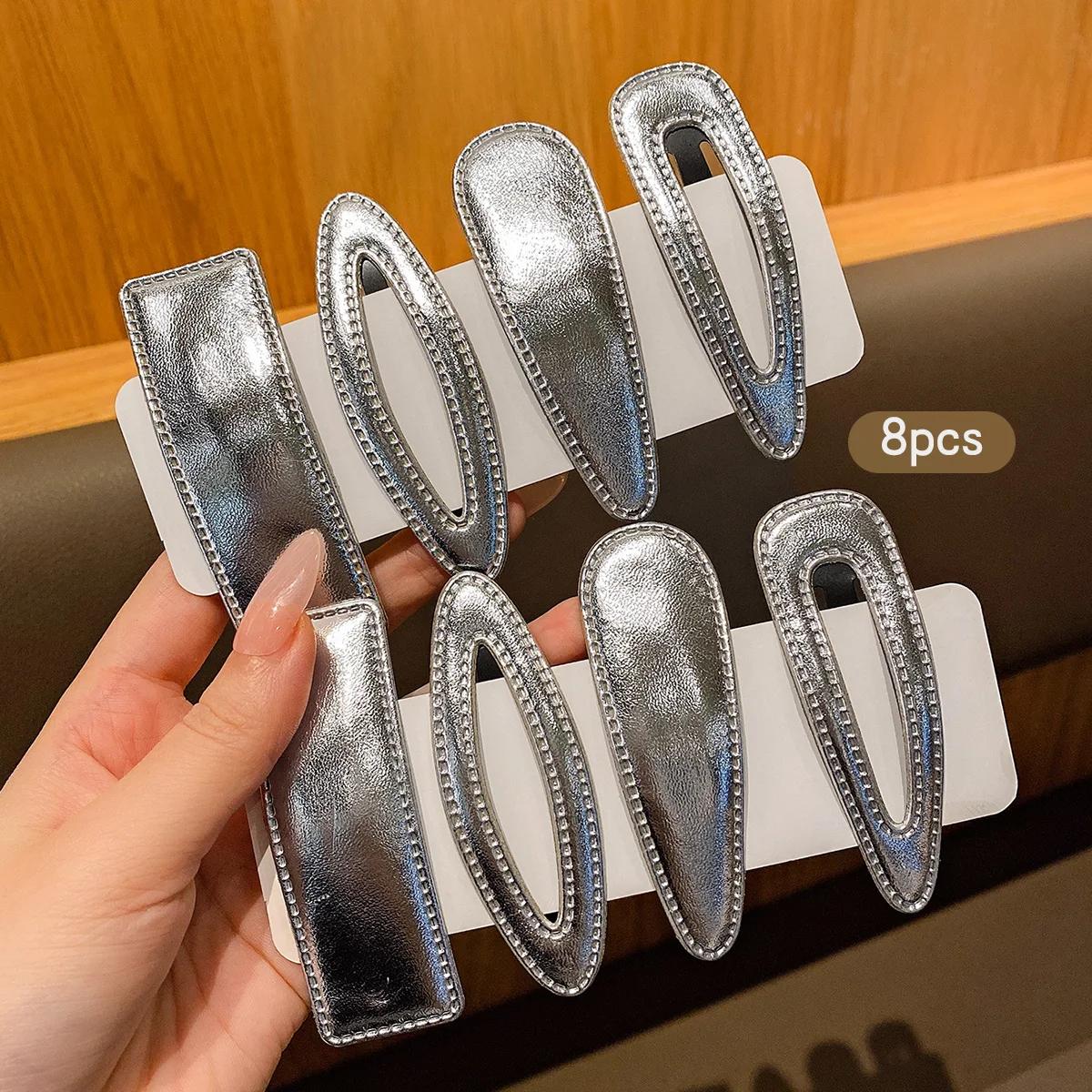 Clips BB en argent avec accessoires pour cheveux doux et élégants, adaptés à un usage quotidien, 8 p