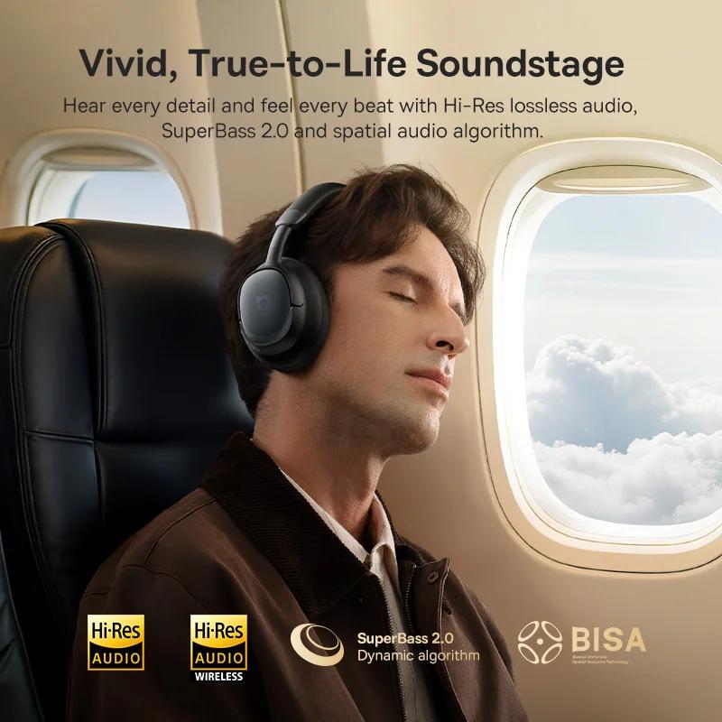 Casque Bluetooth Baseus Bowie MH1 avec réduction de bruit 48 dB, Hi-res LDAC, casque supra-auriculai