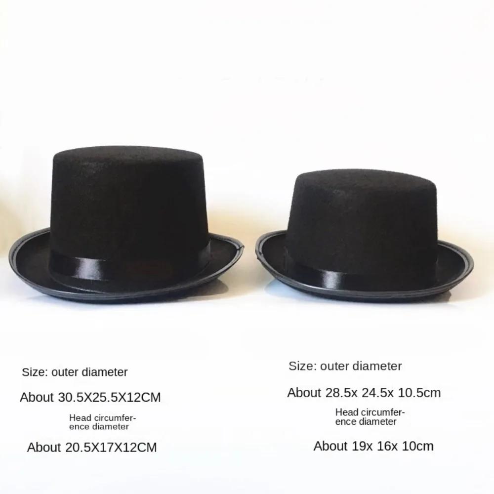 Chapeau haut-de-forme noir pour enfants et adultes, chapeau de magicien pliable de luxe, accessoire