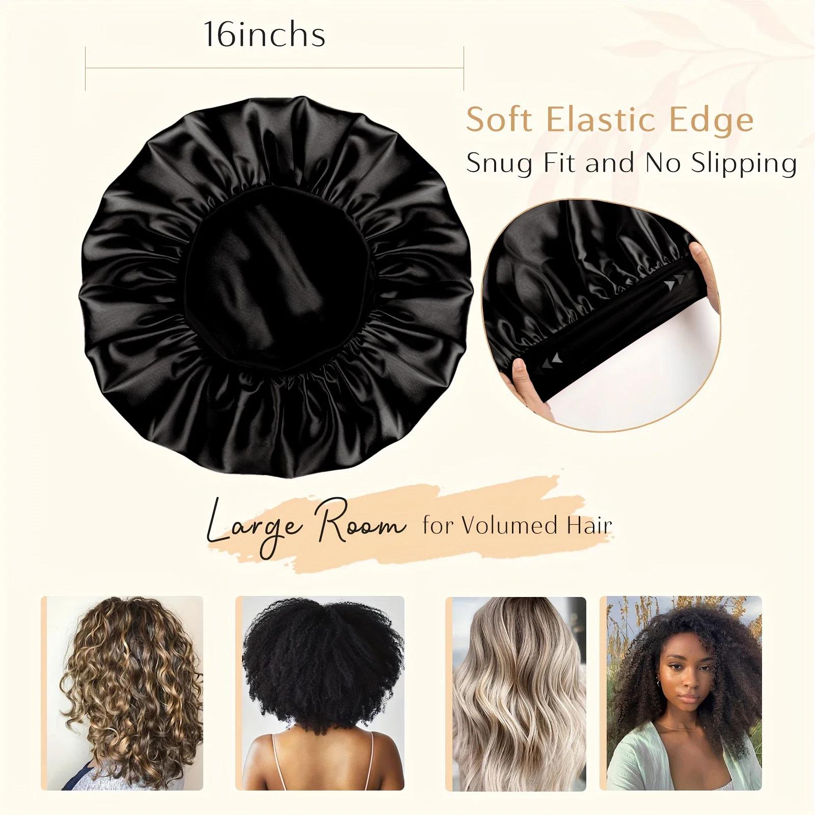 Ensemble de bonnets de couchage en Satin, sans chaleur, bandeau à friser, pince à cheveux, anneaux p