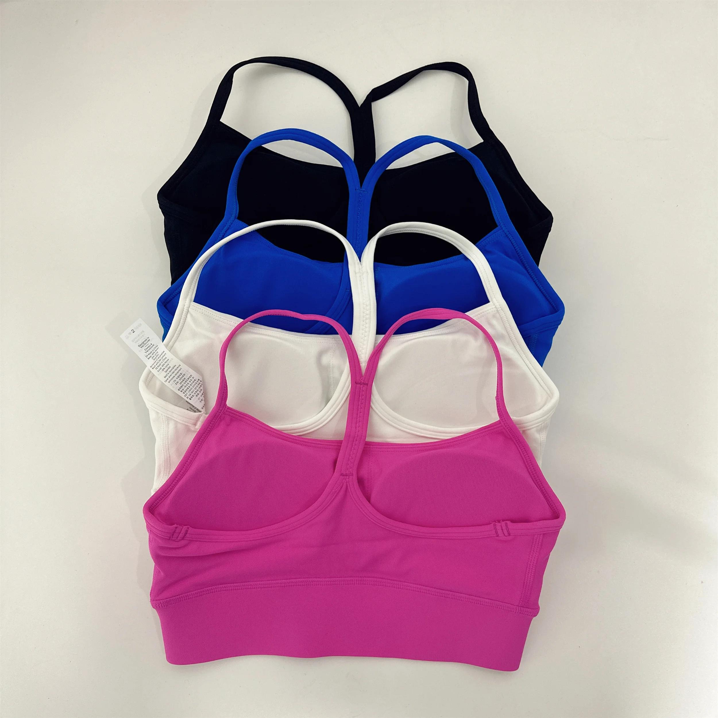 Soutien-gorge de Fitness en forme de Y pour femmes, couleur unie, doux, dos croisé, collants, gilet