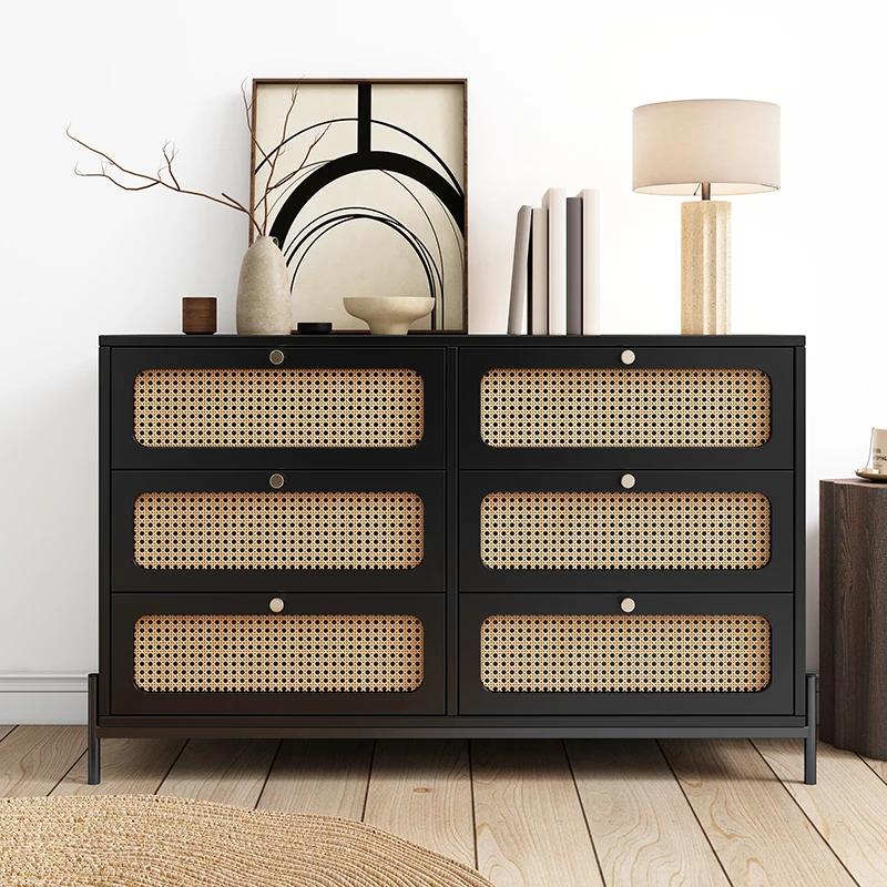 Placard en bois de rotin de cannage moderne, commode 6 MELfur ser, armoire de rangement en bois, buf