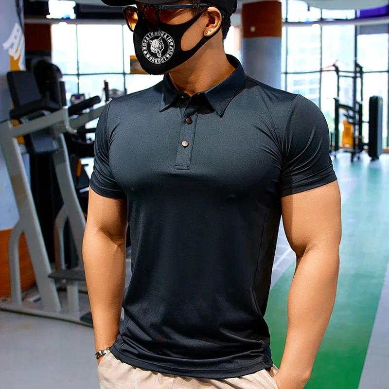 Mode Polo T-shirt hommes T-shirt revers décontracté à manches courtes couture pour homme couleur uni