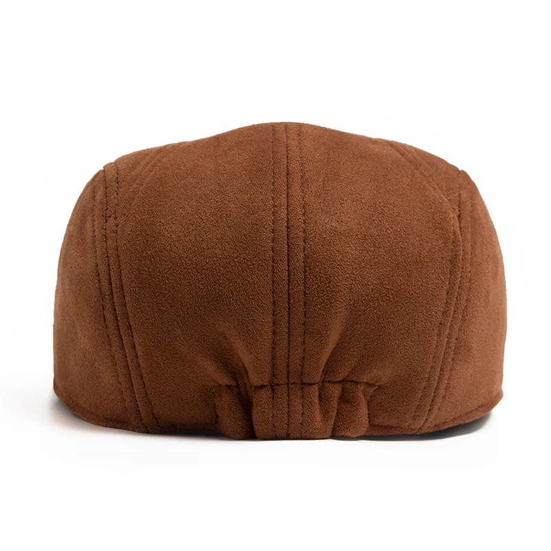 Béret en daim pour hommes et femmes, mode Vintage, chapeau de journal, casquette à visière plate déc