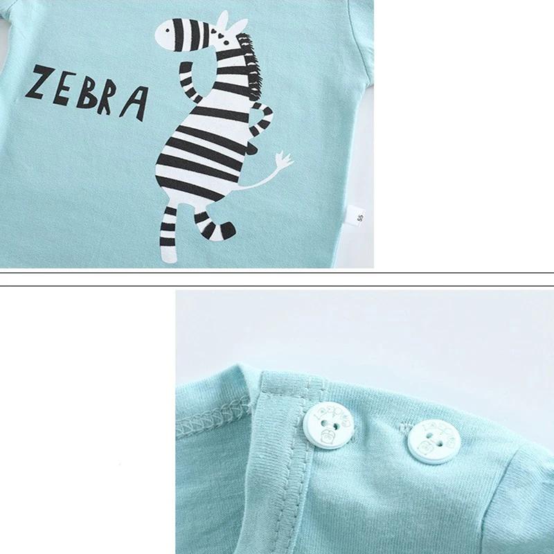 Ensemble vêtements été 2 pièces garçons 1-6 ans - T-shirt manches courtes + short rayures imprimé zèbre coton doux