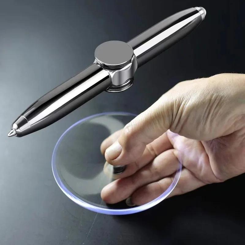 Stylo LED multifonction créatif, gyroscope de décompression rotatif, stylo à bille en métal, fournit