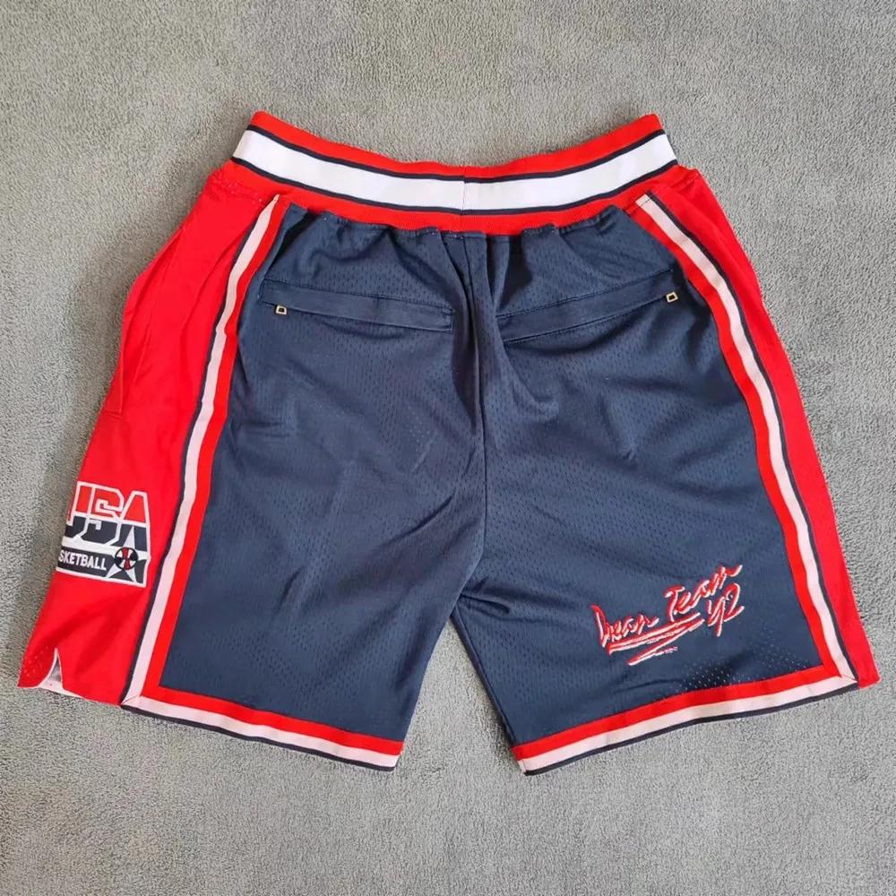Short de basket-ball américain pour hommes, édition américaine Pockets, couture, broderie, sport de