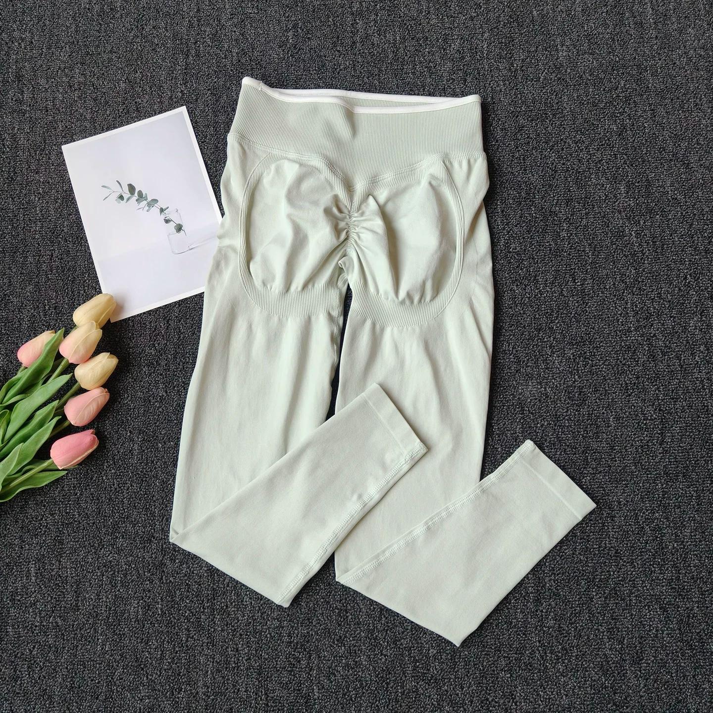 Leggings taille haute sans couture pour femme, effet push-up, avec design colorblock - Extensibles d